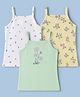 Babyhug Cotton Single Jersey  Knit Sleeveless Slips With Floral Print Pack of 3- Green Yellow White