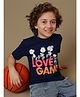 Kidsville Cotton Knit Peanuts Featuring Half Sleeves Characters Printed Tee  - Blue