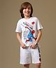 Kidsville Cotton Knit Marvel Featuring Spiderman Printed Tee & Shorts Set - White