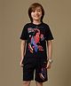 Kidsville Cotton Knit Marvel Featuring Spiderman Printed Tee & Shorts Set - Black