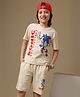 Kidsville Cotton Knit Sega Featuring Half Sleeves Sonic The Hedgehog Printed Tee & Shorts Set - Off White