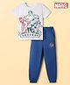 Honeyhap Marvel Single Jersey Knit Half Sleeves T-Shirt & Pyjama Night Suit with Avengers Graphics - White