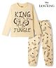 Honeyhap Disney Single Jersey Knit Full Sleeves T-Shirt & Pyjama Night Suit with Lion King Print - Yellow