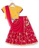 Babyhug Georgett Woven Half Sleeves Embroidered Choli & Lehenga Set With Dupatta - Red
