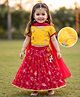 Babyhug Georgett Woven Half Sleeves Embroidered Choli & Lehenga Set With Dupatta - Red