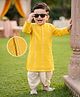 Babyhug Cotton Blend Woven Full Sleeves Embroidered Pintucked Dhoti Kurta Set With Lace Work - Yellow