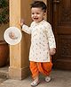 Babyhug Georgett Woven Full Sleeves Embroidered Kurta & Dhoti Set - White