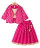 Babyhug 100% Cotton Woven Three-Fourth Sleeves Jacket With Sequinned Choli & Lehenga Set - Fuchsia