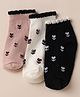 Cute Walk by Babyhug Cotton Knit Anti Bacterial Ankle Length Socks with Floral Print Pack of 3 - White, Black & Pink