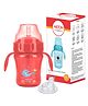 MILTON baby 2-in-1 Silicone Straw & Spout Mouth Sipper Water Bottle for Kids | 100% Food-Grade I BPA-Free | Spill-Resistant I Ergonomic Handle I Sterilizer Safe Sippy Cup I 6+ Month I Red I 210ml