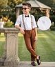 MARK & MIA BOYS FULL SLEEVES SOLID SHIRT & TROUSER SET WITH BOW & SUSPENDER DETAILING  MULTI COLOR 11-12Y