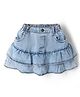 Simply Premium Knee Length Dark Washed Denim Skirts - Light Blue