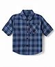 Simply Premium Twill Woven  Full Sleeves Checks Shirt with Car Patch  - Blue