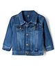 Simply Premium Woven Full Sleeves Dark Wash Denim Jacket - Navy Blue