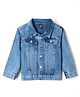 Simply Premium Woven Full Sleeves Light Wash Denim Jacket - Navy Blue