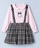 Simply Premium Twill Woven Frock with Inner Tee with Full Sleeves and Rabbit Patch - Grey