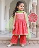 Babyhug Chanderi Woven Sleeveless Foil Printed Kurti & Salwar Set With Dupatta - Fuchsia