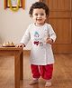 Babyhug Cotton Mix Woven Full Sleeves Kurta & Dhoti Set With Ganesh Embroidery - Off White