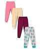 Junior Star Pack Of 4 Swans & Butterflies Printed & Solid Pyjamas - Yellow Pink & Maroon