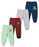 Junior Star Pack Of 4 Animals In Vehicles Printed Pyjamas - Green Brick Blue & Grey