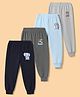 Junior Star Pack Of 4 Elephant & Bears Printed Pyjamas - Blue Grey Navy Blue & Grey