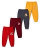 Junior Star Pack Of 4 Elephant Tiger & Lion Printed Pyjamas - Red Grey Maroon & Yellow