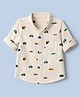Bonfino 100% Cotton Slub Woven Shirt with Full Sleeves and Cars Print - Beige