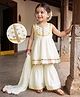 Babyhug Cotton Blend Woven Sleeveless Lace Detailing Kurti & Gharara Set With Dupatta - White