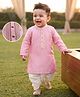 Babyhug Woven Full Sleeves Kurta & DhotI Set With Geometric Print - Pink