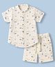 Dapper Dudes Cotton Woven Half Sleeves Teddy Printed Shirt & Shorts Co-Ords Set - Beige