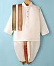 Dapper Dudes Cotton Woven Full Sleeves Solid Kurta With Dhoti & Angavastram - Off White