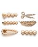 Multibrite Hair Clips Korean Style Pearl Rhinestone for Women Girls, Metal Geometric Hair Pins Barrettes