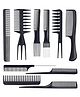 Multibrite Professional 10-Piece Heat-Resistant Anti-Static Hair Styling Comb Set, Black, Adults, All Hair Types