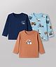 Babyhug 100% Cotton Knit Full Sleeves Tshirts With Vehicle Print Pack Of 3 - Orange & Blue