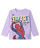Babyhug Marvel 100% Cotton Single Jersey Knit T-Shirt with Full Sleeves and Spiderman Graphic Print - Lavender