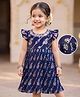 Babyhug Woven Brocade Ethnic Dress with Half Sleeves, and Paisley Print - Purple