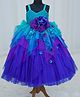 Li&Li BOUTIQUE Net Woven Sleeveless Floral Applique Detailed Layered Gown - Blue