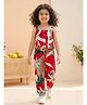 AJ Dezines Cotton Woven Sleeveless Topical Theme Printed Coordinating Top & Pants Set - Red