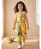 AJ Dezines Cotton Woven Sleeveless Floral Printed Coordinating Top & Pants Set - Yellow