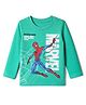 Babyhug Marvel 100% Cotton Knit T-Shirt with Full Sleeves and Spider-Man Print in Mint