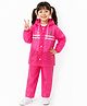 Viva Rainwear Full Sleeves Rain Rangers Text Back Printed Hooded Raincoat Set - Pink