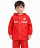 Viva Rainwear Full Sleeves Rain Rangers Text Back Printed Hooded Raincoat - Red