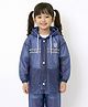 Viva Rainwear Full Sleeves Rain Rangers Text Back Printed Hooded Raincoat - Navy Blue