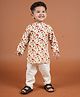 Cuddly cubs Cotton Woven Full Sleeves Hot Air Balloon & Elephant Printed Kurta & Pyjama Set - Multi Colour