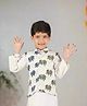 Cuddly Cubs Cotton Woven Sleeveless Elephant Printed Jacket - Blue & Green
