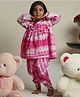 Cuddly cubs Cotton Woven Full Sleeves Tie Dye Kurti & Dhoti Set - Pink