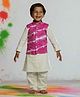 Cuddly cubs Cotton Woven Full Sleeves Kurta & Pyjama With Tie Dye Jacket - Hot Pink