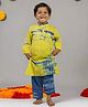 Cuddly cubs Cotton Woven Full Sleeves Tie & Dye Kurta & Pyjama Set - Yellow