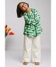 Cuddly cubs Cotton Woven Full Sleeves Tie Dye Kurti & Palazzo Set - Green