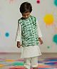 Cuddly cubs Cotton Woven Full Sleeves Solid Kurta & Pyjama With Tie & Dye Jacket Set - Green